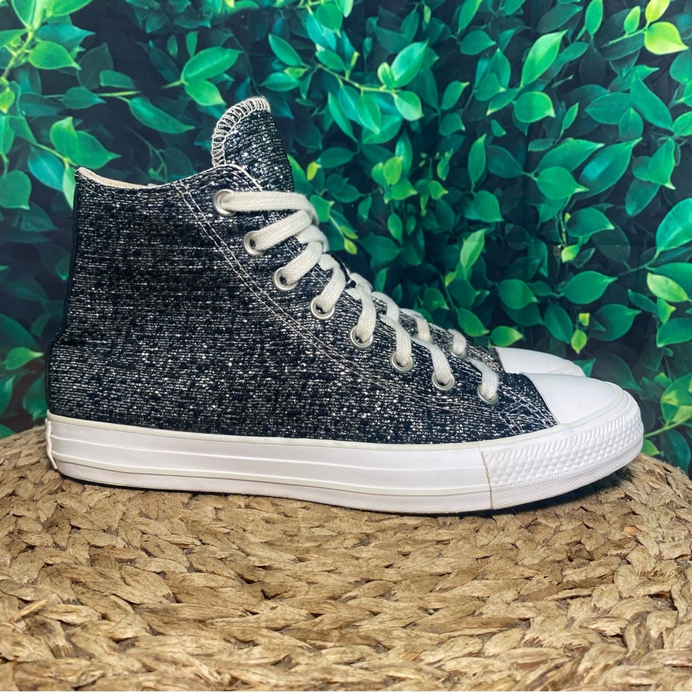 Converse ctas hi black white metallic shimmer